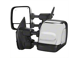 Powered Heated BSM Manual Extendable Towing Mirrors with Clear LED Turn Signals; Chrome (16-23 Titan)