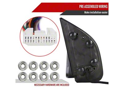 Powered Heated BSM Memory Manual Extendable Towing Mirrors with Clear LED Turn Signals; Black (17-24 Titan XD)