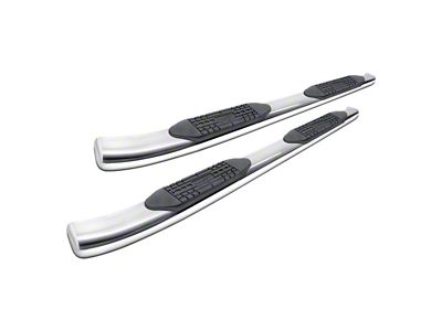 Raptor Series 4-Inch OE Style Curved Oval Side Step Bars; Polished Stainless Steel (17-19 Titan XD King Cab)