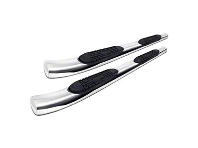 Raptor Series 5-Inch OE Style Curved Oval Side Step Bars; Polished Stainless Steel (04-24 Titan Crew Cab)