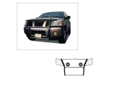 Modular Grille Guard with 5.30-Inch Black Round Flood LED Lights; Stainless Steel (04-15 Titan)