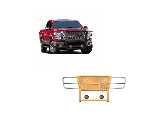 Rugged Heavy Duty Grille Guard with 5.30-Inch Red Round LED Lights; Black (17-24 Titan)