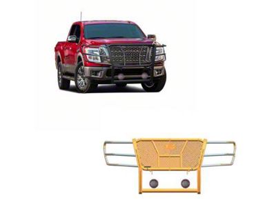 Rugged Heavy Duty Grille Guard with 5.30-Inch Red Round LED Lights; Black (17-24 Titan)