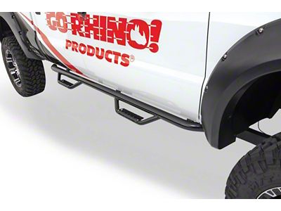 Go Rhino Dominator Classic D2 Cab Length Side Step Bars; Black (04-15 Titan Crew Cab)