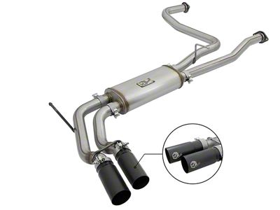 AFE Rebel Series 2.50-Inch Dual Exhaust System with Black Tips; Middle Side Exit (17-24 Titan)