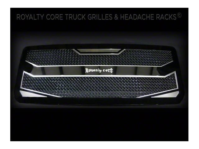 Royalty Core RC4 Layered Stainless Steel Upper Grille Insert; Gloss Black (16-19 Titan XD)