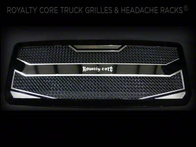 Royalty Core RC4 Layered Stainless Steel Upper Grille Insert; Gloss Black (17-19 Titan)