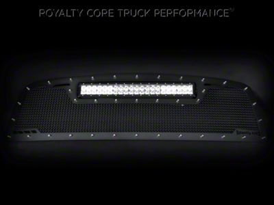 Royalty Core RCRX LED Race Line Upper Grille Insert with Top Mount LED Light Bar; Satin Black (16-19 Titan XD)