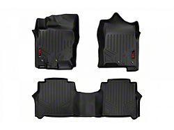 Rough Country Heavy Duty Front and Rear Floor Mats; Black (16-23 Titan XD Crew Cab)
