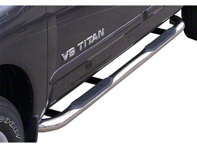 3-Inch Round Side Step Bars; Stainless Steel (17-24 Titan King Cab)