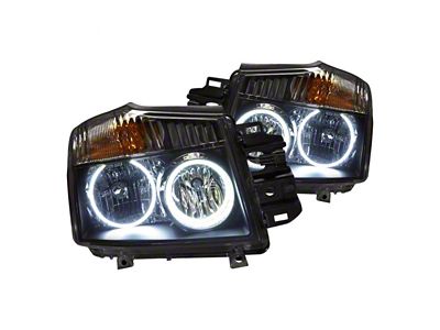 Oracle OE Style Headlights with White LED Halos; Chrome Housing; Clear Lens (08-15 Titan)