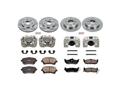 PowerStop OE Replacement 6-Lug Brake Rotor, Pad and Caliper Kit; Front and Rear (04-3/05 Titan)