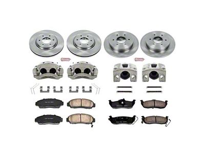 PowerStop OE Replacement 6-Lug Brake Rotor, Pad and Caliper Kit; Front and Rear (11-15 Titan)