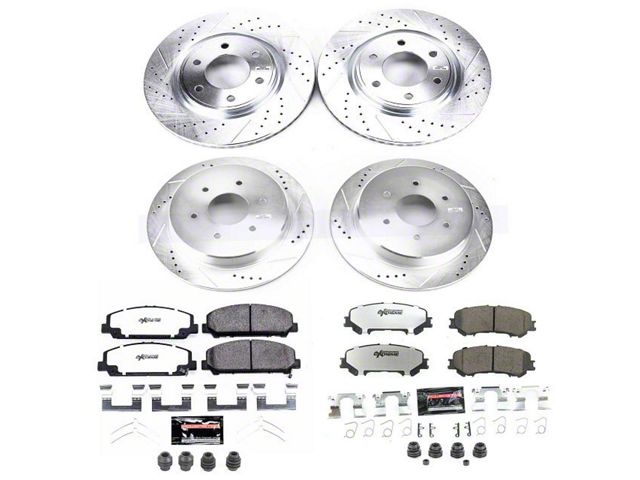 PowerStop Z36 Extreme Truck and Tow 6-Lug Brake Rotor and Pad Kit; Front and Rear (17-24 Titan)