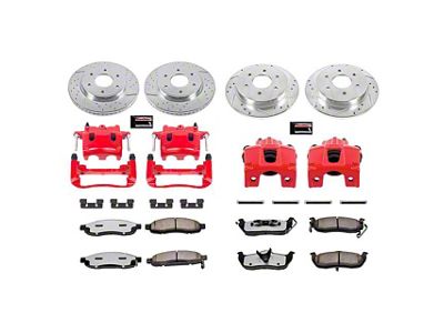 PowerStop Z36 Extreme Truck and Tow 6-Lug Brake Rotor, Pad and Caliper Kit; Front and Rear (3/05-07 Titan)
