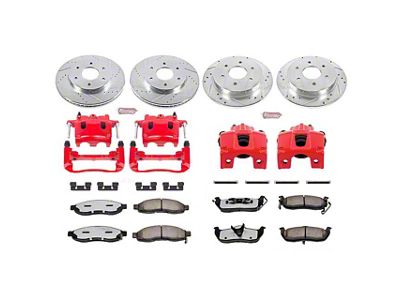 PowerStop Z36 Extreme Truck and Tow 6-Lug Brake Rotor, Pad and Caliper Kit; Front and Rear (04-3/05 Titan)