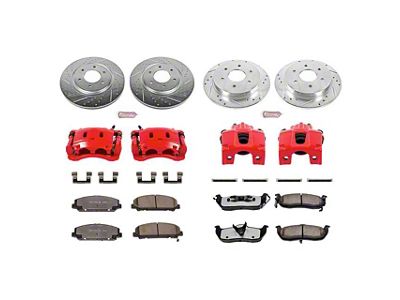 PowerStop Z36 Extreme Truck and Tow 6-Lug Brake Rotor, Pad and Caliper Kit; Front and Rear (08-10 Titan)