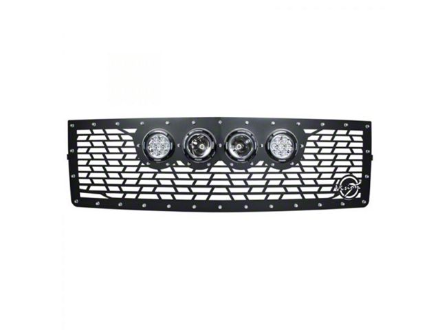Vision X Upper Replacement Grille with 4.50-Inch CG2 Cannon LED Lights; Satin Black (16-24 Titan)