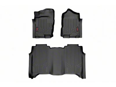 Rough Country Heavy Duty Front and Rear Floor Mats; Black (16-24 Titan XD w/ Bench Seat)