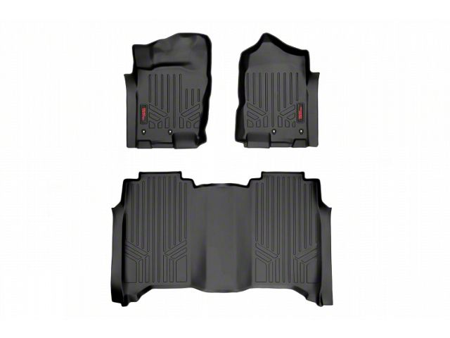 Rough Country Heavy Duty Front and Rear Floor Mats; Black (16-24 Titan XD w/ Bench Seat)