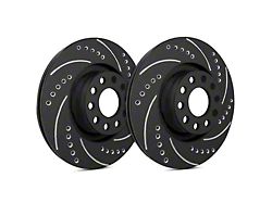 SP Performance Cross-Drilled and Slotted 6-Lug Rotors with Black ZRC Coated; Front Pair (18-24 Titan XD)