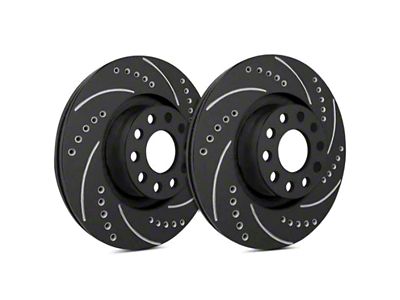 SP Performance Cross-Drilled and Slotted 6-Lug Rotors with Black ZRC Coated; Rear Pair (18-24 Titan XD)