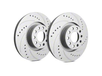 SP Performance Cross-Drilled and Slotted 6-Lug Rotors with Gray ZRC Coating; Rear Pair (18-24 Titan XD)