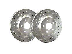 SP Performance Cross-Drilled and Slotted 6-Lug Rotors with Silver ZRC Coated; Rear Pair (18-24 Titan XD)