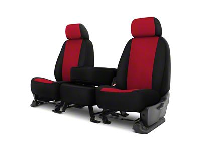 Genuine Neoprene Custom 1st Row Bench Seat Covers; Red/Black (16-21 Titan XD w/ Bench Seat)