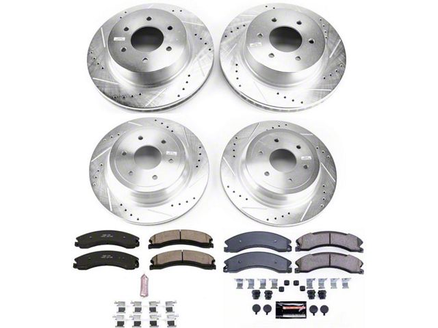 PowerStop Z23 Evolution Sport 6-Lug Brake Rotor and Pad Kit; Front and Rear (16-24 Titan XD)