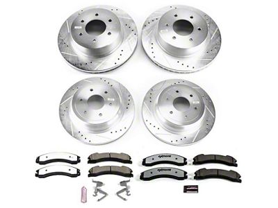PowerStop Z36 Extreme Truck and Tow 6-Lug Brake Rotor and Pad Kit; Front and Rear (16-23 Titan XD)