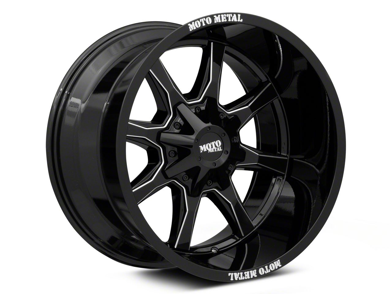 Moto Metal MO970 Gloss Black with Milled Spoke 6-Lug Wheel; 20x12; -44mm Offset (16-23 Titan XD)