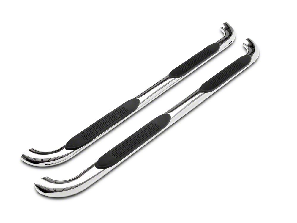 Barricade 4Inch Oval Bent End Side Step Bars; Stainless Steel (0918