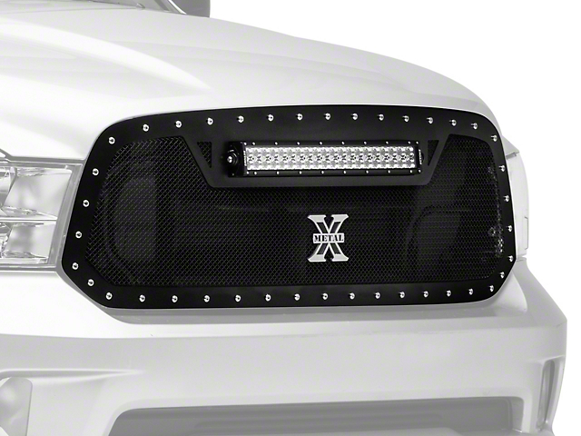 T-REX Grilles Torch Series Upper Replacement Grille with 20-Inch Straight LED Light Bar; Black (13-18 RAM 1500, Excluding Rebel & Sport)