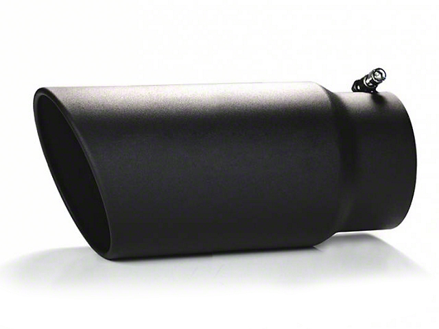 6-Inch Rolled Edge Exhaust Tip; Black (Fits 5-Inch Tailpipe)