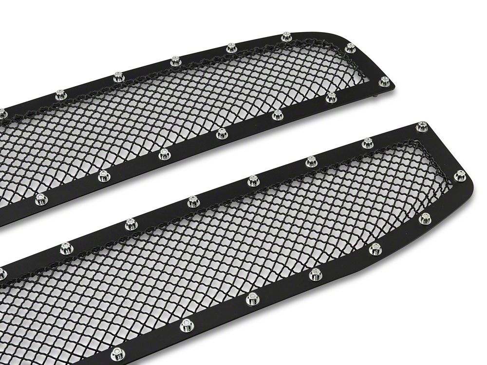 RedRock Wire Mesh Upper Overlay Grilles with Rivets; Black (06-08 RAM 1500)