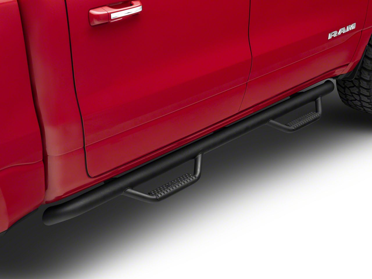 Rough Country RAM 1500 Cab Length Nerf Side Step Bars; Black RCD1980CC ...