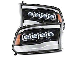 NOVA-Series LED Projector Headlights; Jet Black Housing; Clear Lens (13-18 RAM 1500 w/ Factory Halogen Projector Headlights)