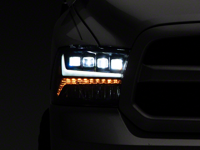 Quad-Pro LED Projector Headlights; Black Housing; Clear Lens (09-18 RAM 1500 w/ Factory Halogen Non-Projector Headlights)
