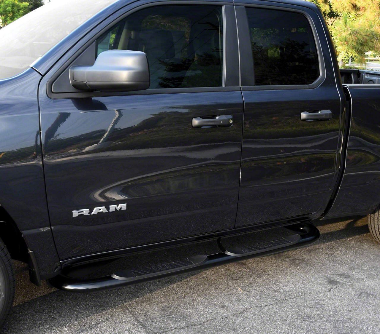 RAM 1500 Platinum 4-Inch Oval Side Step Bars; Black (19-22 RAM 1500 ...