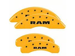 MGP Yellow Caliper Covers with RAM Logo; Front and Rear (19-22 RAM 1500 w/ Alternate Rear Calipers)