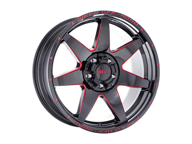 Weld Off-Road Retaliate Gloss Black Milled with Red Accent 6-Lug Wheel; 20x9; 10mm Offset (05-15 Tacoma)