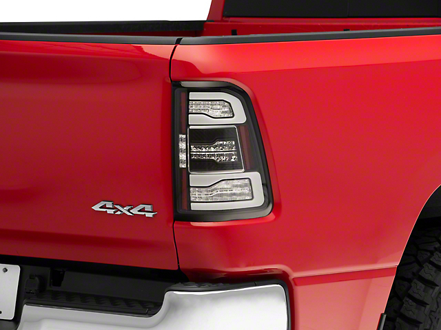 Sequential LED Tail Lights; Black Housing; Clear Lens (19-22 RAM 1500 w/ Factory Halogen Tail Lights)