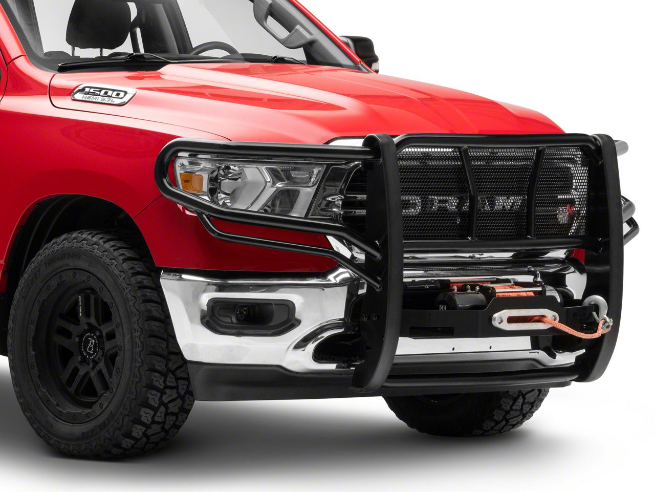 RAM 1500 HDX Winch Mount Grille Guard; Black (19-22 RAM 1500, Excluding ...