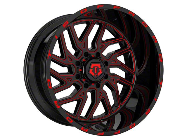 TIS 544BMR Gloss Black with Red Tint Accent 6-Lug Wheel; 22x12; -44mm Offset (10-24 4Runner)
