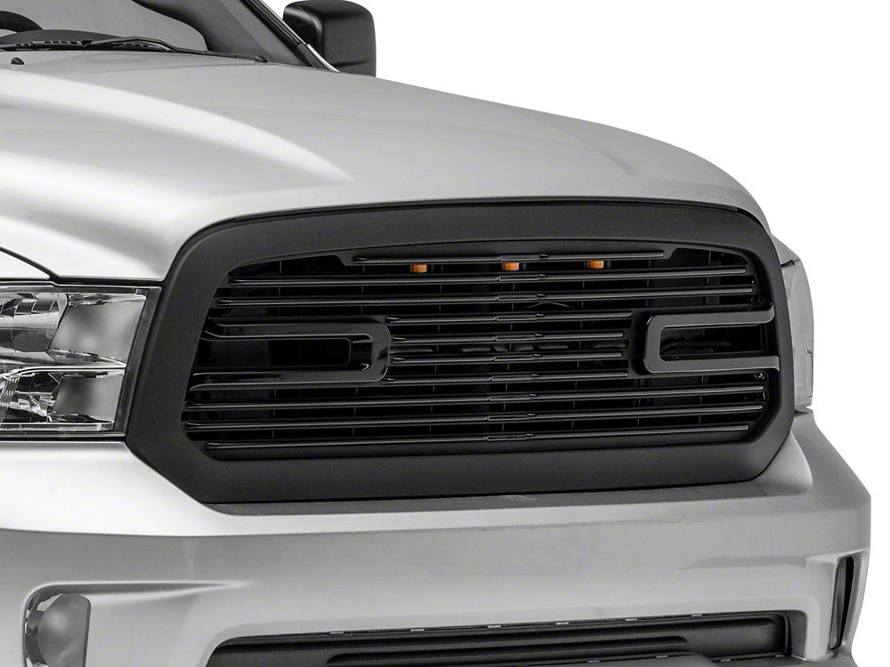 Redrock Boss Upper Replacement Grille With Led Drl Matte Black 13 18 Ram 1500 Excluding Rebel