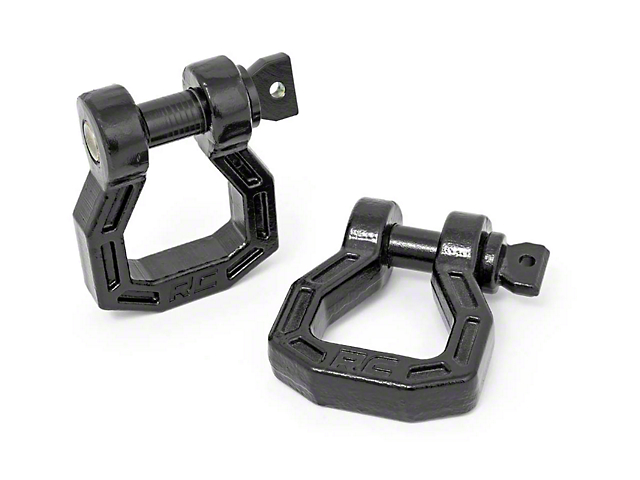 Rough Country Forged D-Ring Shackle Set; Black