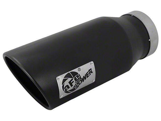 AFE MACH Force-XP 409 Stainless Steel Exhaust Tip; 6-Inch; Black; Driver Side (Fits 4-Inch Tailpipe)