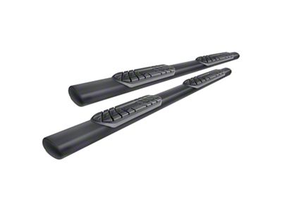 4-Inch Straight Oval Side Step Bars; Textured Black (18-24 Jeep Wrangler JL 4-Door)