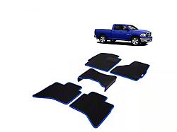 Goodyear Custom Fit Front and Rear Floor Liners; Black/Blue (09-18 RAM 1500 Quad Cab)